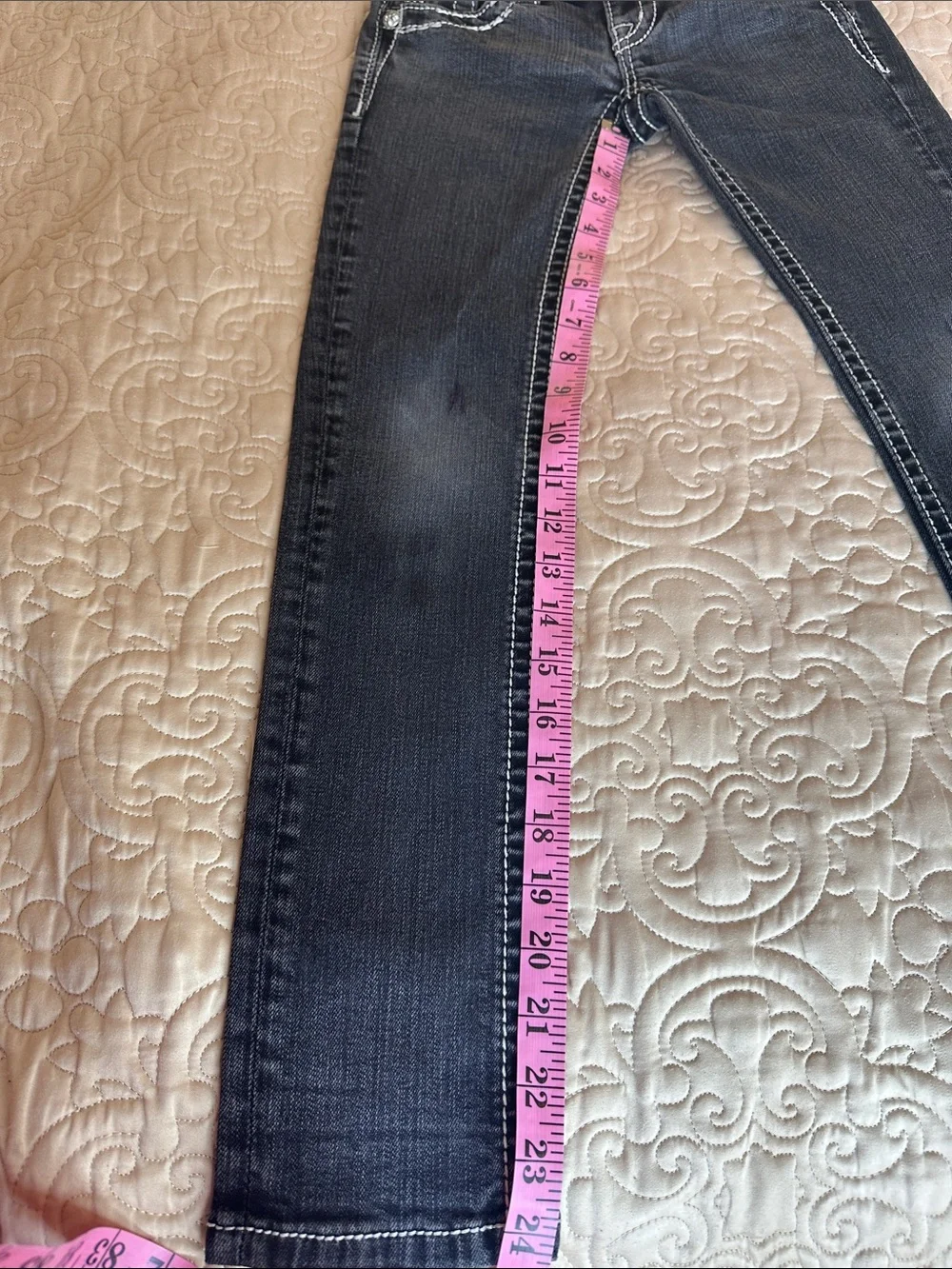 Miss Me Dark Jeans with White Contrast size 7 girls Stitching